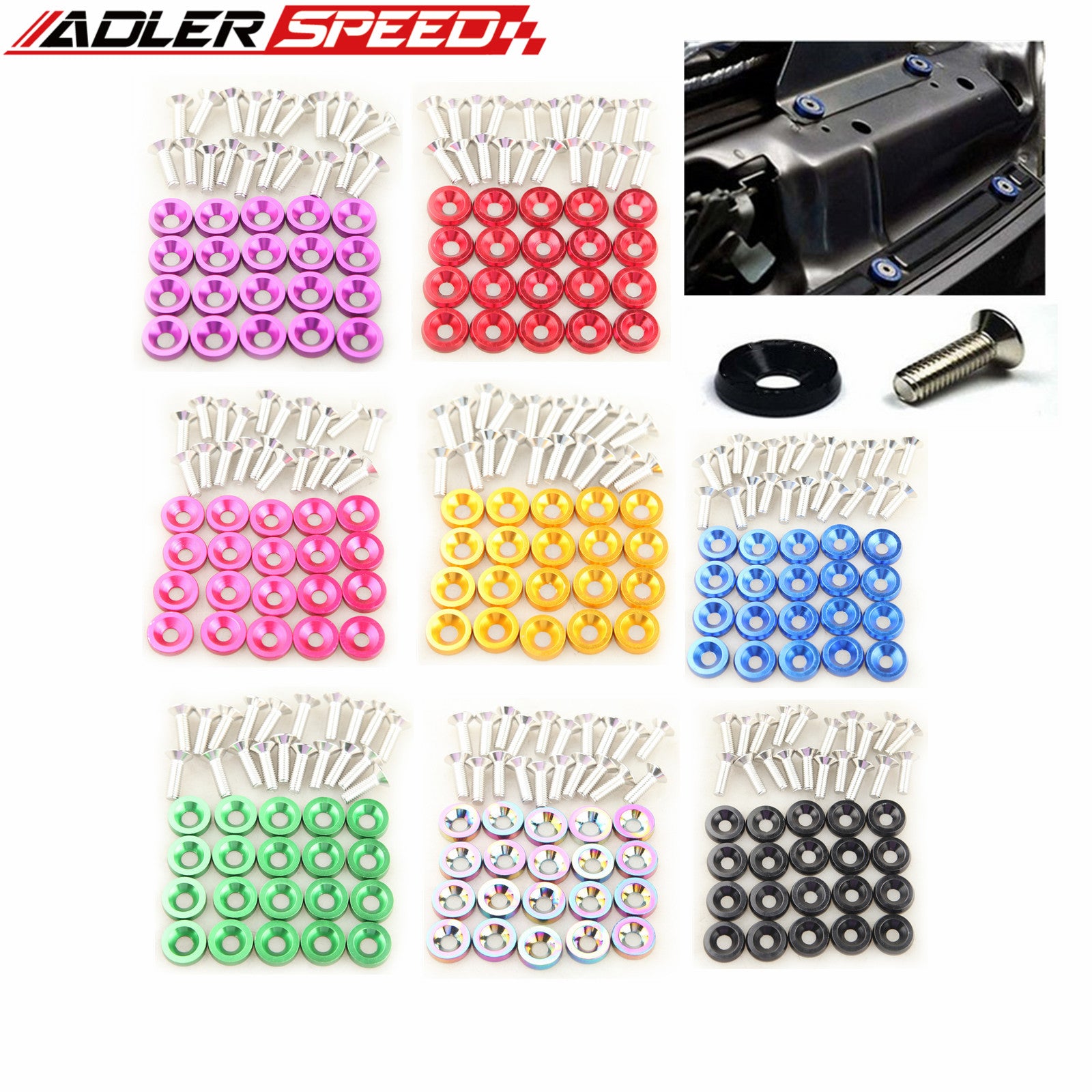 20PC GOLD JDM BILLET ALUMINUM FENDER BUMPER WASHER/BOLT ENGINE - Foto 13