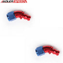 US SHIP ! 2PCS ADLERSPEED 45 Degree -8AN AN8 Push On Lock One Piece Hose End Fitting Adapter Red/Blue