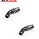 US SHIP ! ADLERSPEED 2PCS 45 Degree 6AN AN6 Fuel Oil Hose End Full Flow Fitting Adapter Black