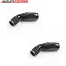 US SHIP ! ADLERSPEED 2PCS 45 Degree 6AN AN6 Fuel Oil Hose End Full Flow Fitting Adapter Black