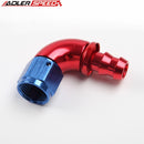 US SHIP ! ADLERSPEED 2PCS 90 Degree 8AN AN-8 Push-Lock Full Flow Hose End Fitting Adapter Red/Blue