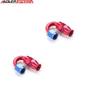 US SHIP !  ADLERSPEED 2PCS 6AN AN-6 180 Degree Swivel Fuel Line Hose End PTFE Fitting Adapter Red/Blue