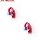 US SHIP !  ADLERSPEED 2PCS 6AN AN-6 180 Degree Swivel Fuel Line Hose End PTFE Fitting Adapter Red/Blue