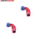 US SHIP ! ADLERSPEED 2PCS AN10 -10AN 90 Degree Aluminum Swivel PTFE Fitting Hose End Red/Blue