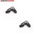 US SHIP ! 2PCS 90 Degree Swivel ORB 7/16-20 UNF to AN6 Male Flare Fitting Adapter Black