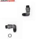 US SHIP ! ADLERSPEED 2PC Swivel ORB 9/16-18 UNF to AN6 Male 90 Degree Fuel Line Fitting Adapter Black