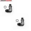 US SHIP ! ADLERSPEED 2PCS 90 Degree Swivel ORB 9/16-18 UNF to -8AN Male Flare Adapter BLACK