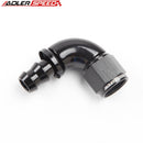 US SHIP ! ADLERSPEED 2PCS -8AN AN8 Push-Lock Hose End Full Flow 90 Degree Aluminum Fitting Black