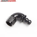 US SHIP ! ADLERSPEED 2PCS -8AN AN8 Push-Lock Hose End Full Flow 90 Degree Aluminum Fitting Black