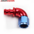 US SHIP ! ADLERSPEED 2PCS Aluminum -8AN AN8 90 Deg Push-Lock Hose End Full Flow Fitting Red/Blue US