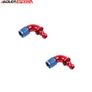 US SHIP ! ADLERSPEED 2PCS Aluminum -8AN AN8 90 Deg Push-Lock Hose End Full Flow Fitting Red/Blue US