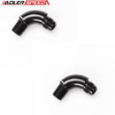 US SHIP ! 2pc -10AN AN10 To 1/2" NPT 90 Degree Aluminum Full Flow Fitting Adapter Black