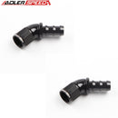 US SHIP ! ADLERSPEED 2PCS 45 Degree 10AN AN-10 Push-Lock Hose End Full Flow Fitting Adapter Black