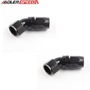 US SHIP !  2PCS 45 Degree -12AN AN12 Swivel Hose End Full Flow Fuel Fitting Adapter Black