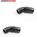 US SHIP ! ADLERSPEED 2PCS AN10 -10AN 45 Degree Full Flow Hose End Fuel Line Fitting Adapter Black