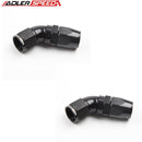 US SHIP ! ADLERSPEED 2PCS AN10 -10AN 45 Degree Full Flow Hose End Fuel Line Fitting Adapter Black