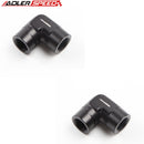 US SHIP ! ADLERSPEED 2PCS 90 Degree 1/4" NPT To 1/4" NPT Female Aluminum Fuel Oil Fitting Black