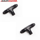 US SHIP ！ADLERSPEED 2pc -4AN AN4 to 1/8 NPT Flare Tee T-piece Aluminum Fitting Adapter Black