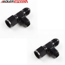 US SHIP ! ADLERSPEED BLACK 2PCS AN8 Male To 8AN Male To -8AN Female Tee T Piece Fitting Adapter
