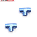 US SHIP ! 2PCS 10AN AN10 Female Flare Tee T Fitting Adapter Aluminum Union Fitting Blue