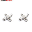US SHIP ! 2PCS AN3 Hose to AN3 Thread Stainless Steel Tee Block with Mount Tab Adapter