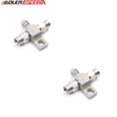 US SHIP ! 2PCS AN3 Hose to AN3 Thread Stainless Steel Tee Block with Mount Tab Adapter