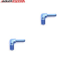 US SHIP 2PCS 90 Degree 1/8" NPT To 1/4" Hose Barbs Adapter Aluminum Fitting Blue