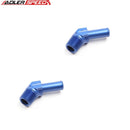 US SHIP ! 2PCS 3/8" NPT To 1/2" Hose Barbs Adapter 45 Degree Aluminum Fitting Blue