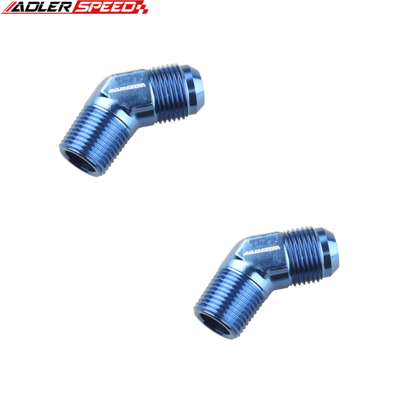 US SHIP ! ADLERSPEED 2PCS 45 Degree 3AN 4AN 6AN 8AN 10AN Male To NPT Flare Pipe Adapter Fitting