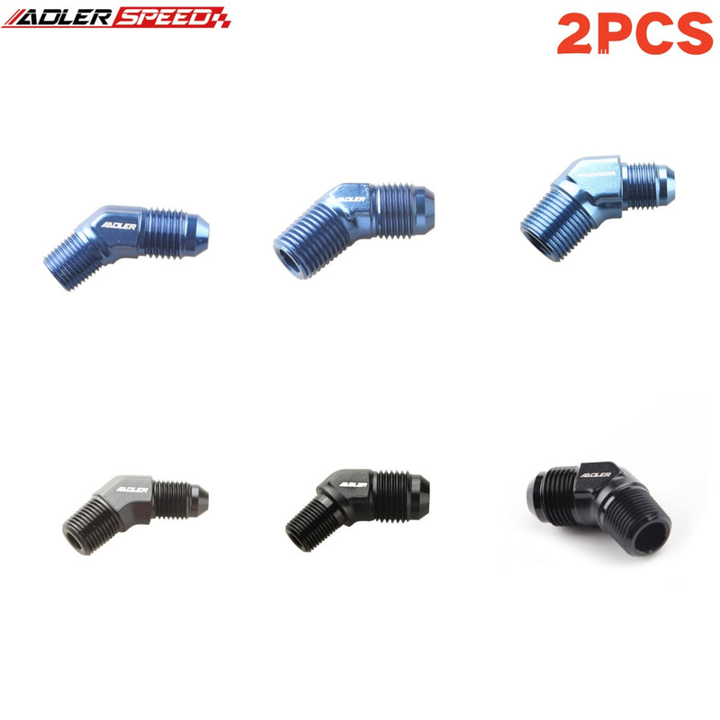 US SHIP ! ADLERSPEED 2PCS 45 Degree 3AN 4AN 6AN 8AN 10AN Male To NPT Flare Pipe Adapter Fitting