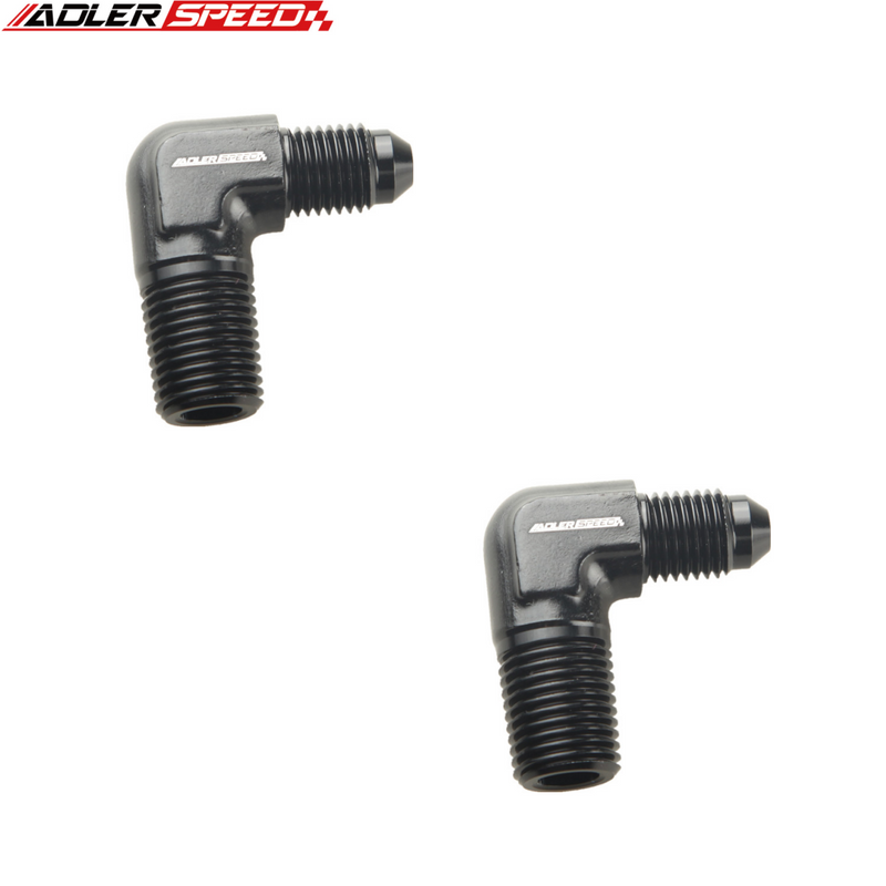 US SHIP ! 2PCS AN3 AN4 AN6 AN8 AN 10 AN12 Male Flare To NPT Hose Fitting 90 Deg Adapter