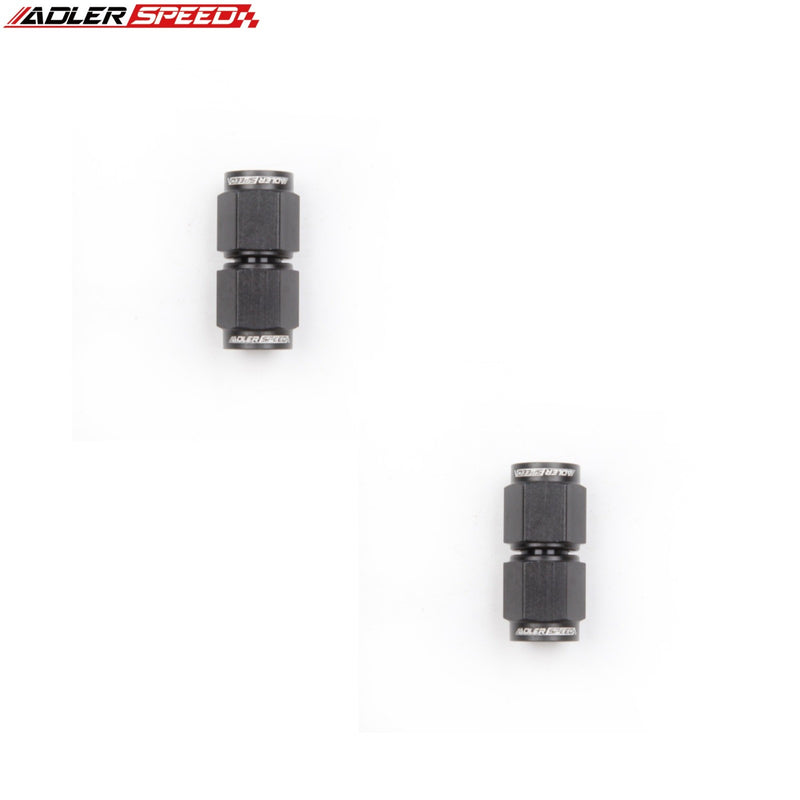 US SHIP ! ADLERSPEED 2PCS -6AN To AN6 Straight Aluminum Fuel Female Union Fitting Adapter Black