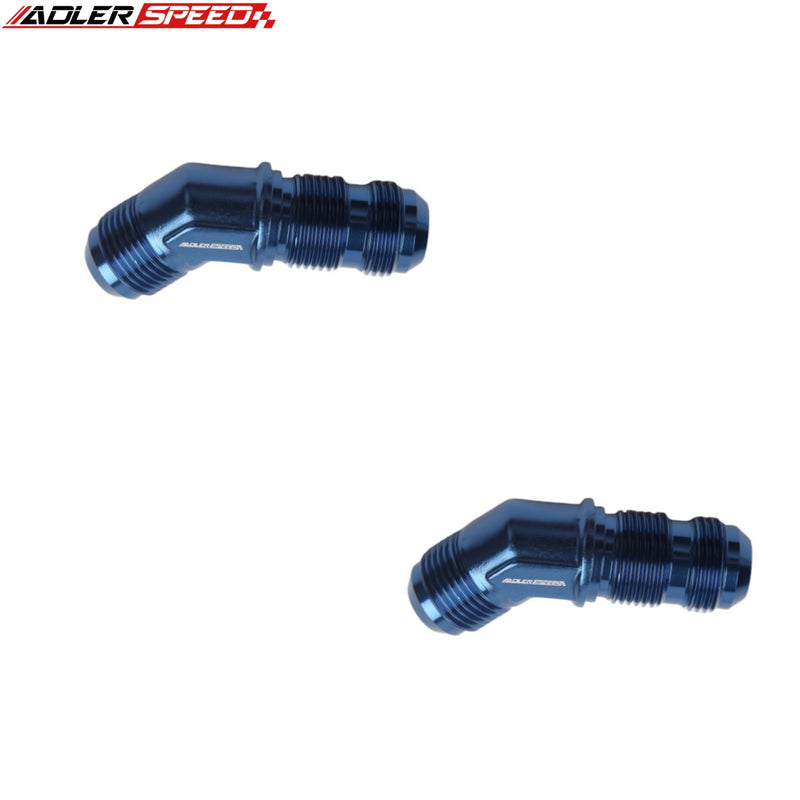 US SHIP !  ADLERSPEED 2PCS 45 Degree -4AN to AN4 Male Bulkhead Aluminum Fuel Oil Fitting Blue
