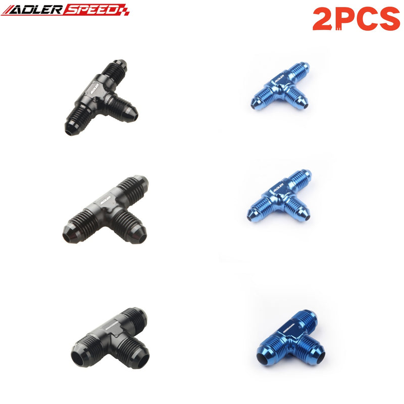 US SHIP ! ADLERSPEED 2PCS AN3 AN4 AN6 8 10 12 Male Union Tee-piece Fuel Fitting Adapter Black/Blue