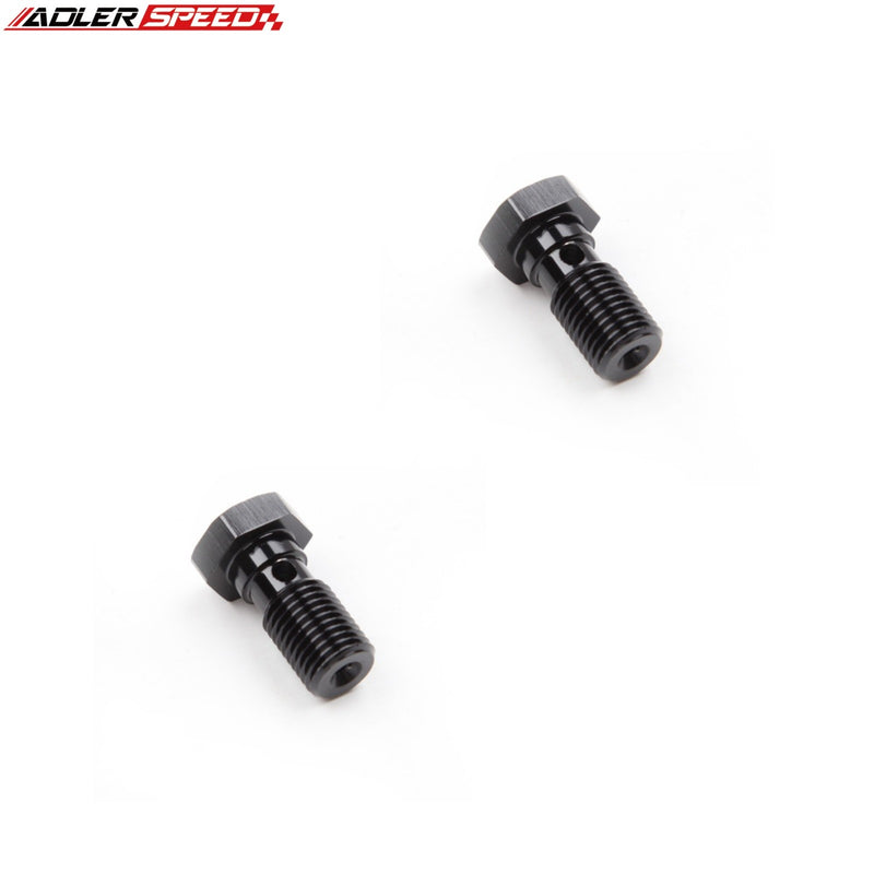 US SHIP ! ADLERSPEED 2PCS  BLACK Aluminium Brake Fitting Adaptor -Banjo Bolt M8/M10/M12/M14/M16 x 1.0/1.25/1.5