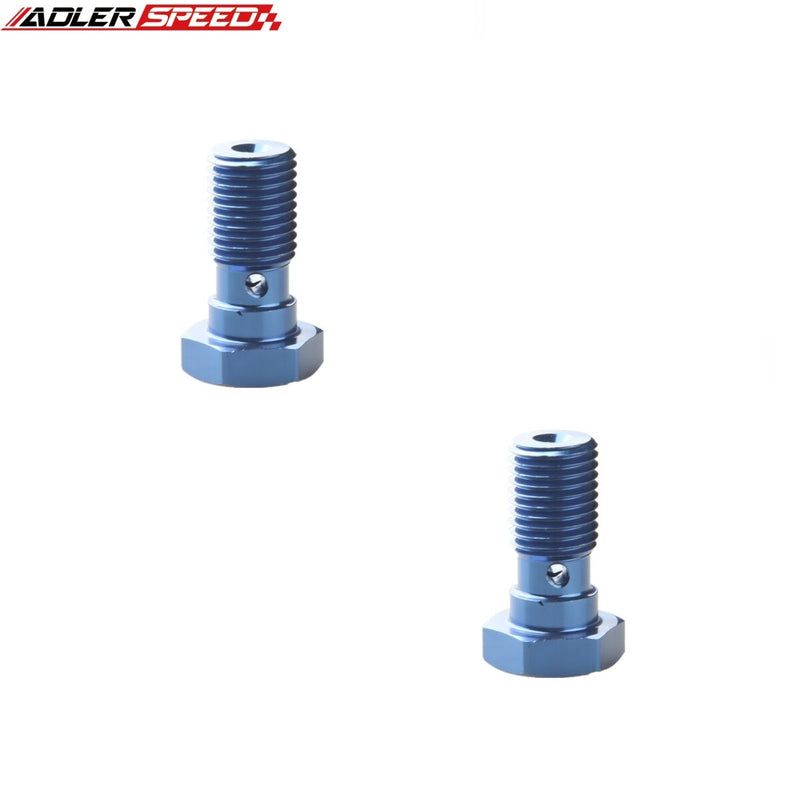 US SHIP ! 2PCS Aluminium Banjo Bolt 7/16-24 Banjo Bolt Brake Fuel Fitting Adapter Blue