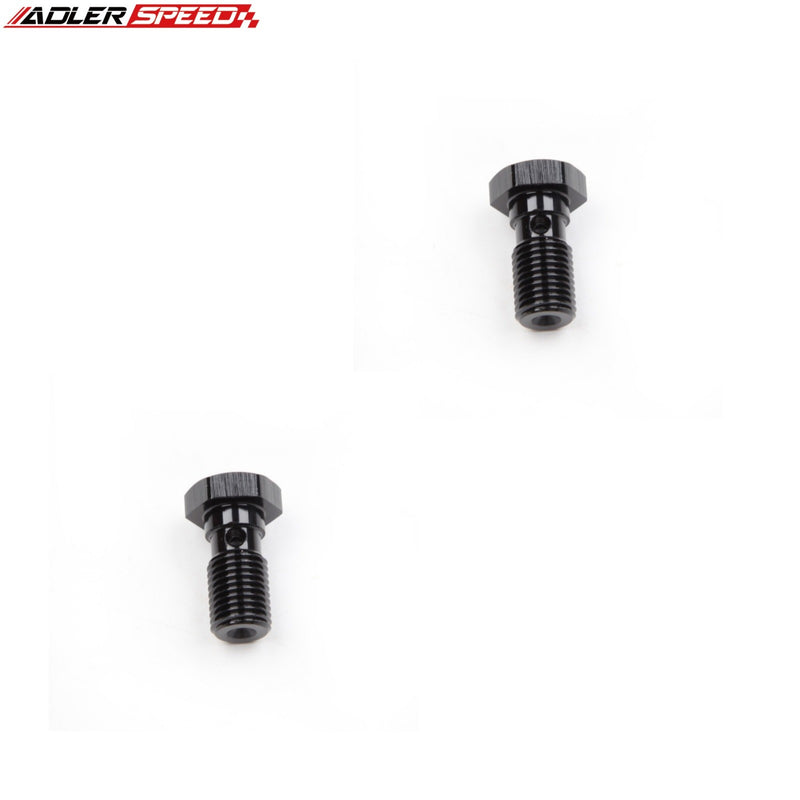 US SHIP ! ADLERSPEED 2PCS  BLACK Aluminium Brake Fitting Adaptor -Banjo Bolt M8/M10/M12/M14/M16 x 1.0/1.25/1.5