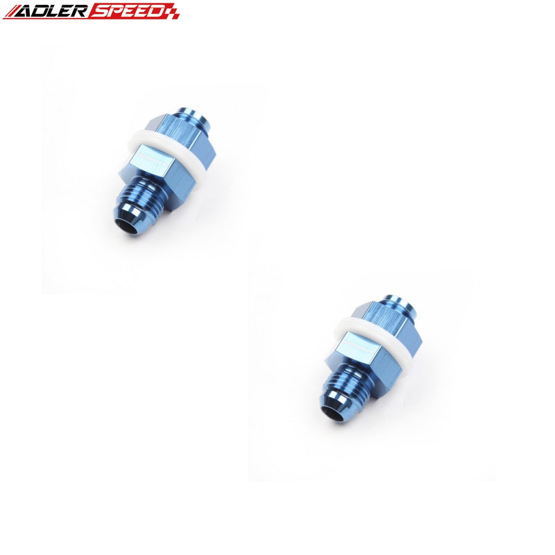 US SHIP !  ADLERSPEED 2PCS -6AN AN6 6AN Fuel Cell Tank Bulkhead Fitting Adapter Blue