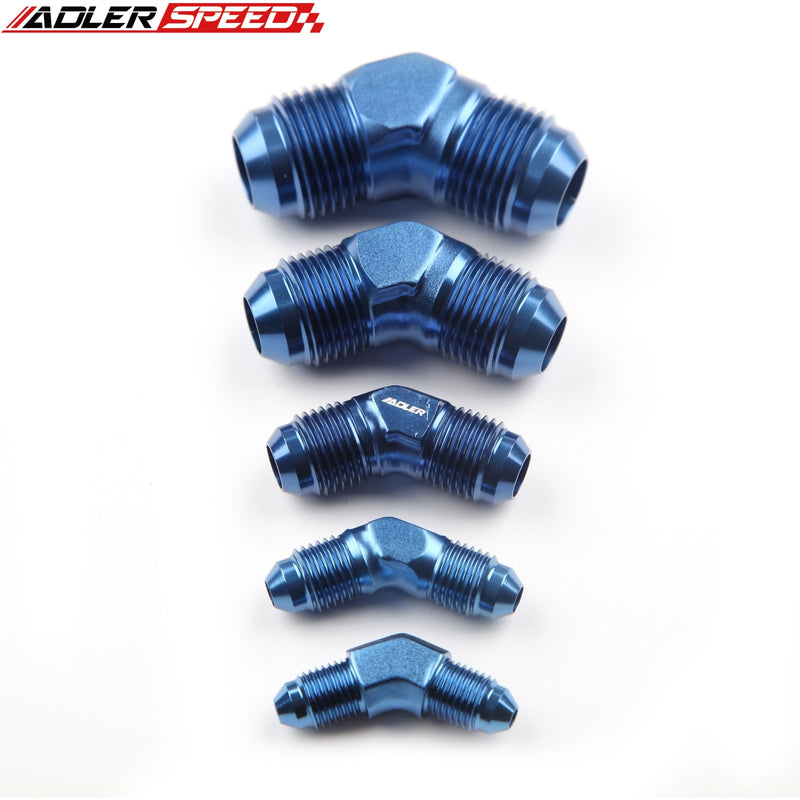 US SHIP ! ADLERSPEED 2PCS AN3 AN4 AN6 AN8 AN10 12 45 Degree Aluminum Male to Male Fitting Adapter