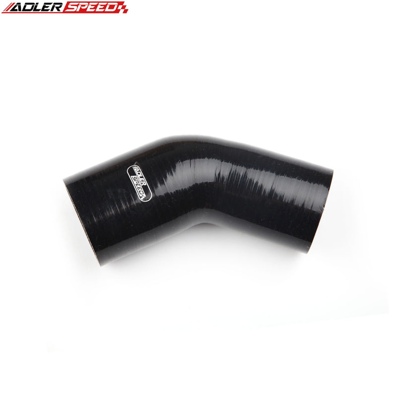 US SHIP ! ADLERSPEED 4Ply 2.5" To 1.75'' Inch ID 45 Degree Turbo Silicone Hose Coupler Pipe Black