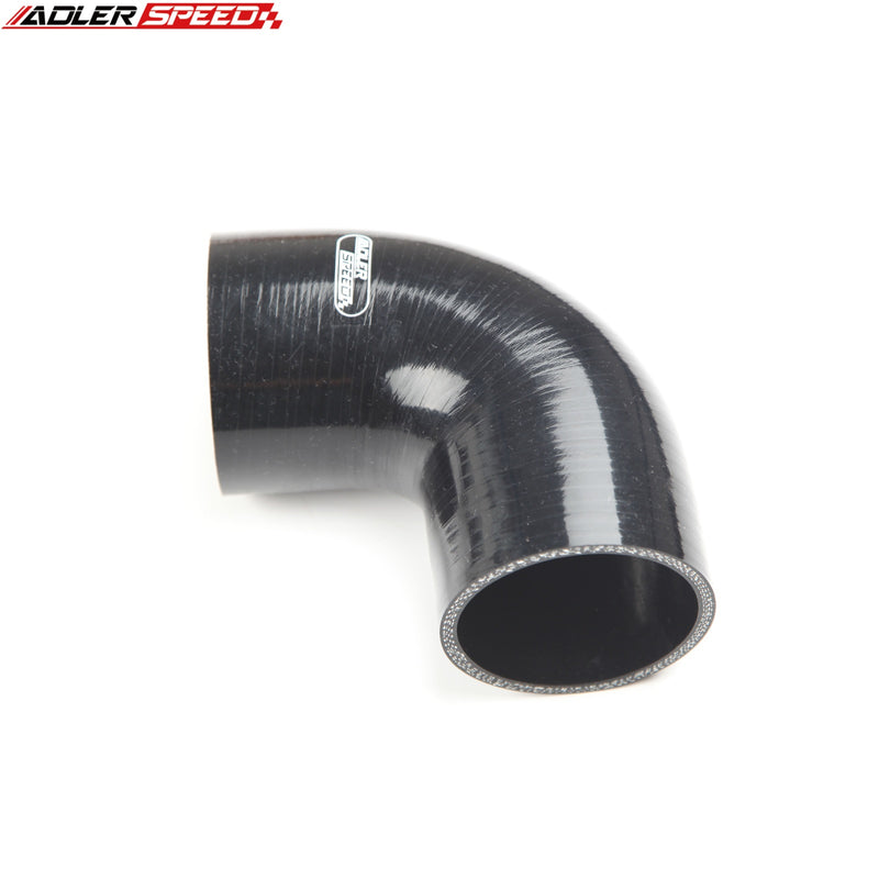 US SHIP ! ADLERSPEED 2.25" 57mm To 2.25" 57mm 4 Ply 90 Degree Silicone Turbo Coupler Hose Pipe Black