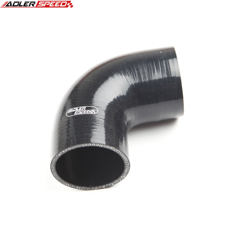 US SHIP ! ADLERSPEED 4Ply 2.5" (63.5mm) inch 90 Degree Silicone Hose Coupler Pipe Turbo Black