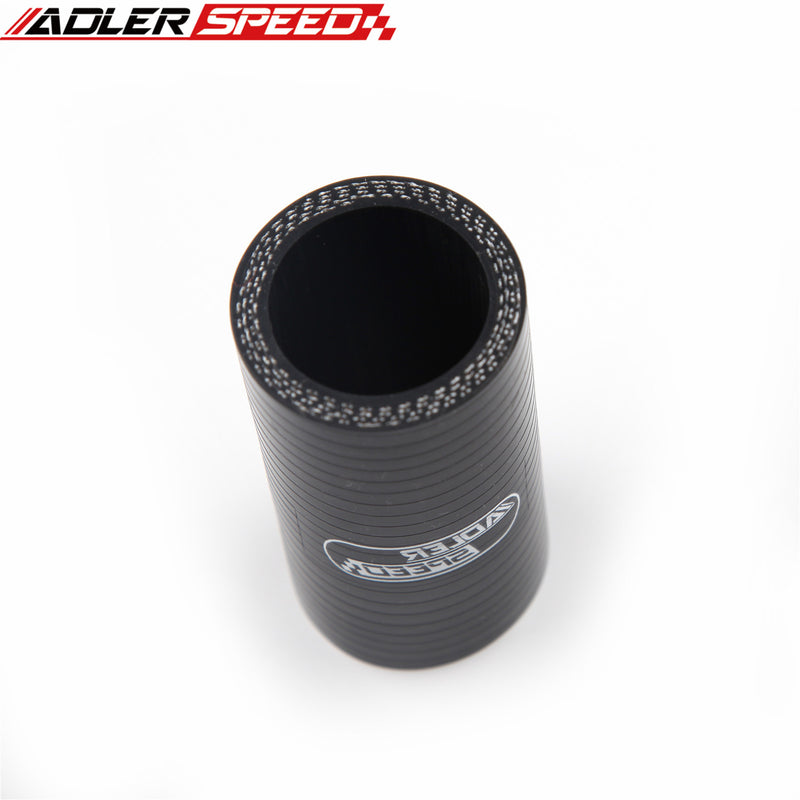US 4 Ply 2" inch ID Straight Hose 76.2mm Length Silicone Hose Coupler Pipe Black