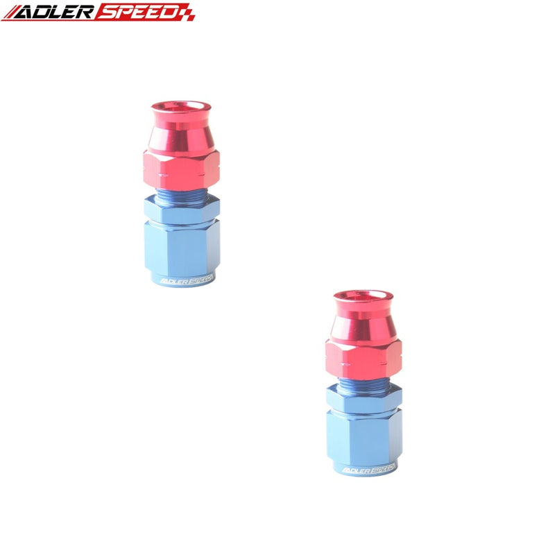 US SHIP ! ADLERSPEED  2PCS -10AN Female To 5/8" Tube Straight Fuel Line Fitting Adapter Red/Blue