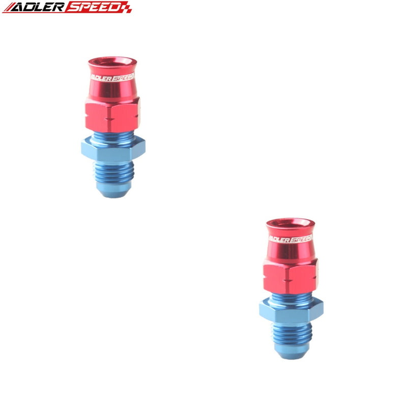 US SHIP ! ADLERSPEED 2PCS AN6 6AN Male To 5/16" (8mm) Tube Straight Fuel Oil Fitting Adapter Red/Blue