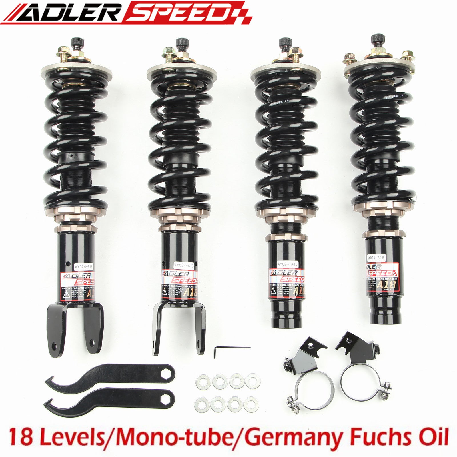 thumbnail image 2 of Coilover Shock Strut Kit Adjustable Height For Honda Civic 96-00 - Front & Rear, 10kg/8kg Springs 2 of 6