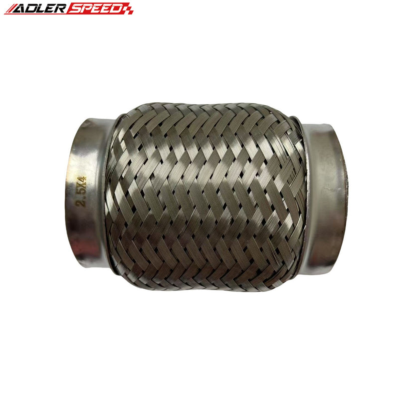 US SHIPPING 2.5" ID x 4" Length Exhaust Flex Pipe Stainless Steel Double Braid Coupling