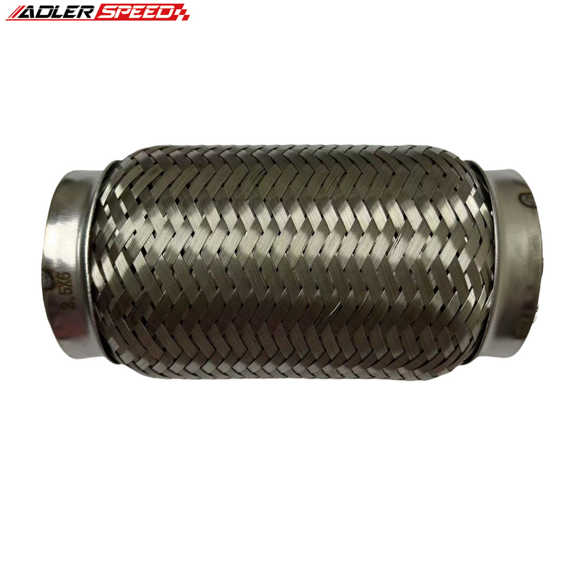 US SHIP 2.5" ID x 6" Length Exhaust Flex Pipe Heavy Duty Stainless Double Braid Coupling