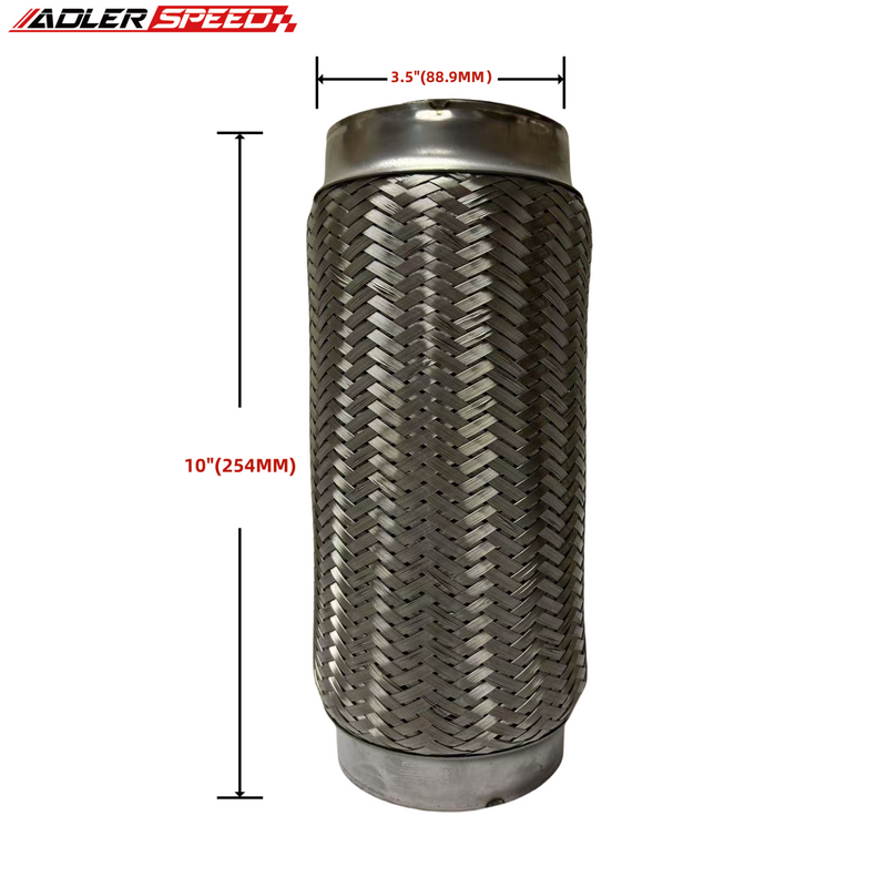 US SHIPPING 3.5" ID Exhaust Flex Pipe 10" Length Stainless Steel Double Braid Coupling Pipe