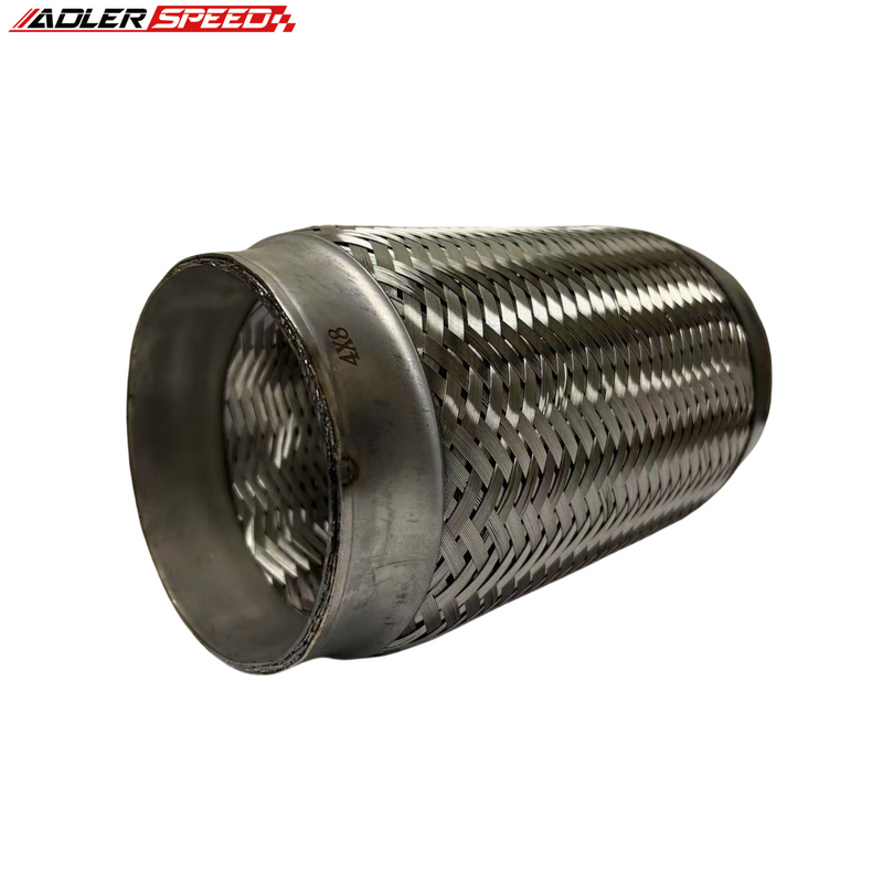 US SHIP ! 4" ID Exhaust Flex Pipe 8" Length Heavy Duty Stainless Steel Double Braided US